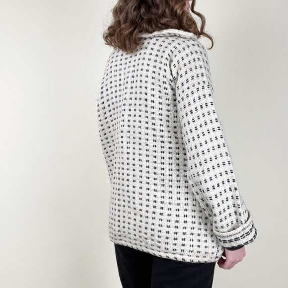 Vintage Handmade Woven Knit Oversized Shacket Boyfriend Coat Jacket Cardigan - Picture 3 of 6